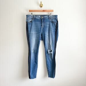 Kut From The Kloth Ankle Skinny High Rise Raw Hem Side Stripe Jeans 16W